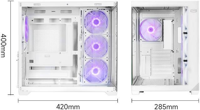 Alt view image 6 of 7 - PCCOOLER CPS C3 T700 ARGB PC Case, 4 x 120mm ARGB Fans Included, Dual-Chamber Mid-Tower ATX Case, High-Airflow Computer Case, BTF Motherboard Supports, Sturdy Tempered Glass Front & Side Panels, White
