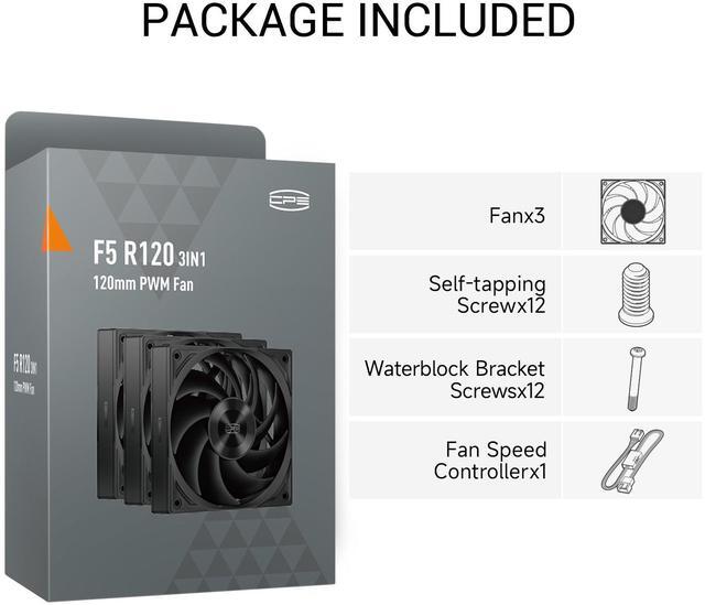 Alt view image 7 of 7 - PCCOOLER CPS F5 R120 3IN1 High-Performance 120mm Case Fans, 4-Pin PWM Silent PC Fans w/ 3 Modes up to 2200RPM, Daisy Chain Computer Fans with FDB, Vibration-Damping Mounting Pads, Black - 3in1 Pack
