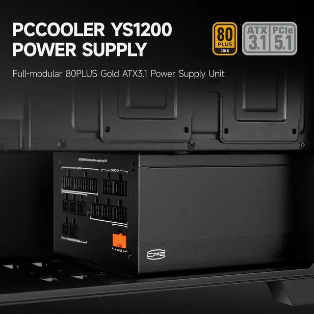 Alt view image 2 of 7 - PCCOOLER CPS YS1200 Fully Modular Power Supply, 80 PLUS Gold 1200W PSU, 12V-2x6 Cable, ATX 3.1 & PCIe 5.1 Ready, 105°C Rated Japanese Capacitors, ECO Mode, 135mm FDB Fan, 12 Years Warranty