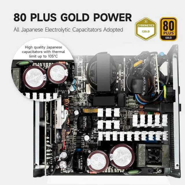 Alt view image 3 of 7 - PCCOOLER CPS YS1200 Fully Modular Power Supply, 80 PLUS Gold 1200W PSU, 12V-2x6 Cable, ATX 3.1 & PCIe 5.1 Ready, 105°C Rated Japanese Capacitors, ECO Mode, 135mm FDB Fan, 12 Years Warranty