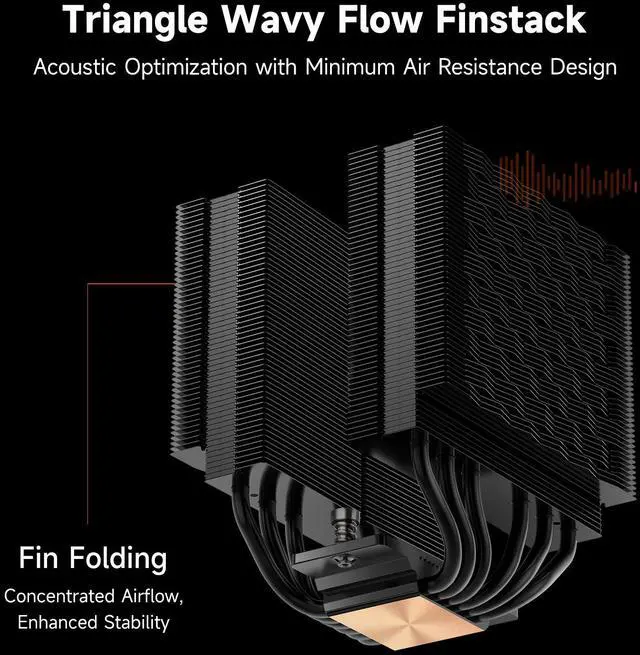 Alt view image 4 of 8 - PCCOOLER CPS RT620 Dual Tower CPU Air Cooler, 6 Heat Pipes, 265W TDP, 153mm Tall, 120mm PWM Slient Fans, for Intel LGA 1851/1700/1200/115X & AMD AM5/AM4, Black