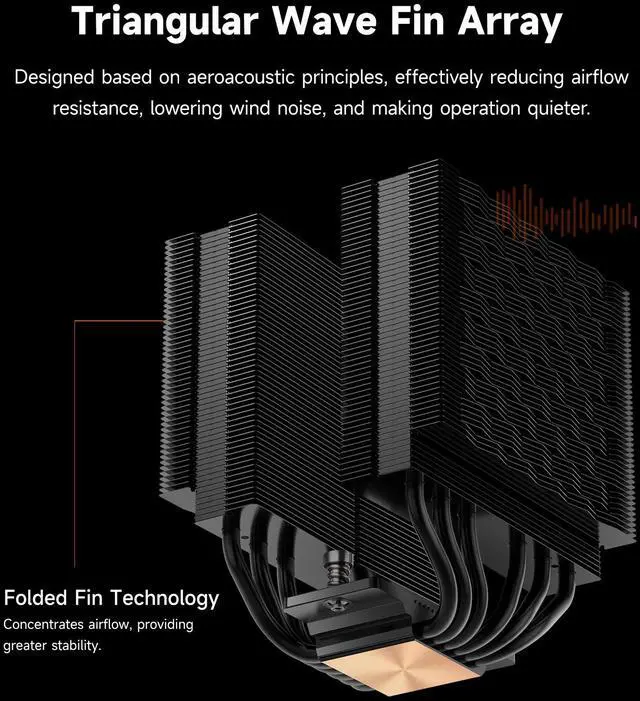 Alt view image 4 of 7 - PCCOOLER CPS RT620 ARGB Dual Tower CPU Air Cooler, 6 Heat Pipes, 265W TDP, 153mm Tall, 120mm PWM Slient ARGB Fans, for Intel LGA 1851/1700/1200/115X & AMD AM5/AM4, Black