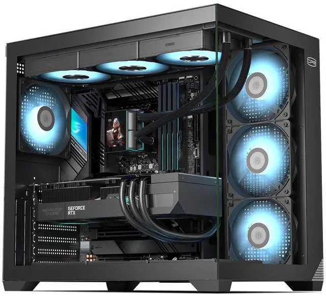 Main image of PCCOOLER CPS C3 T700 PC Case, Dual-Chamber Mid-Tower ATX Case, High-Airflow Computer Case, BTF Motherboard Supports, Sturdy Tempered Glass Front & Side Panels, Black (Fans Not Included)