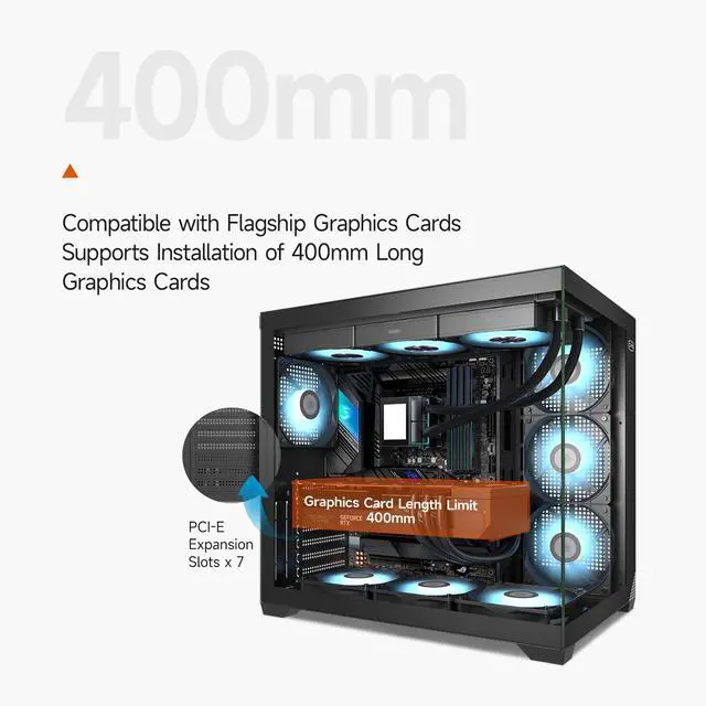 Alt view image 5 of 7 - PCCOOLER CPS C3 T700 PC Case, Dual-Chamber Mid-Tower ATX Case, High-Airflow Computer Case, BTF Motherboard Supports, Sturdy Tempered Glass Front & Side Panels, Black (Fans Not Included)
