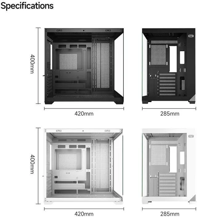 Alt view image 7 of 7 - PCCOOLER CPS C3 T700 PC Case, Dual-Chamber Mid-Tower ATX Case, High-Airflow Computer Case, BTF Motherboard Supports, Sturdy Tempered Glass Front & Side Panels, Black (Fans Not Included)