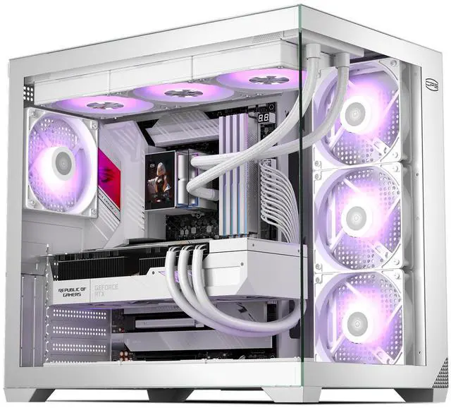 Main image of PCCOOLER CPS C3 T700 PC Case, Dual-Chamber Mid-Tower ATX Case, High-Airflow Computer Case, BTF Motherboard Supports, Sturdy Tempered Glass Front & Side Panels, White (Fans Not Included)