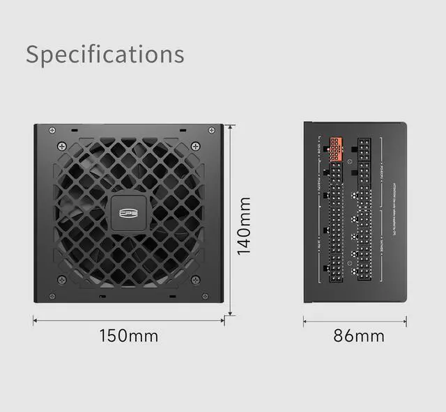 Alt view image 7 of 7 - PCCOOLER CPS KN850 Fully Modular Power Supply, 80 PLUS Gold 850W PSU, Native 12V-2x6 Connector, ATX 3.1 & PCIe 5.1 Ready, Dual CPU Power Cables, 105°C Rated Japanese Capacitors, P3-KN850-G1F