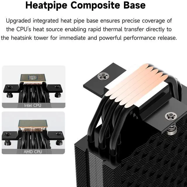 Alt view image 3 of 7 - PCCOOLER CPS RT500 TC CPU Air Cooler, 5 Direct Contact Heat Pipes, 245W TDP, 152mm Tall, 120mm PWM Slient Fan, for Intel LGA1851/1700/1200/115X & AMD AM5/AM4, Black