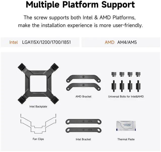 Alt view image 6 of 7 - PCCOOLER CPS RT500 TC CPU Air Cooler, 5 Direct Contact Heat Pipes, 245W TDP, 152mm Tall, 120mm PWM Slient Fan, for Intel LGA1851/1700/1200/115X & AMD AM5/AM4, Black
