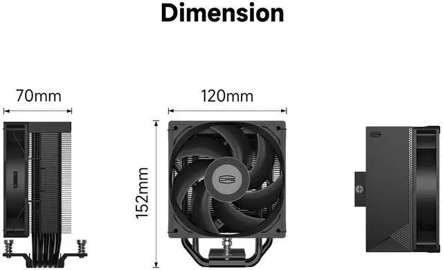 Alt view image 7 of 7 - PCCOOLER CPS RT500 TC CPU Air Cooler, 5 Direct Contact Heat Pipes, 245W TDP, 152mm Tall, 120mm PWM Slient Fan, for Intel LGA1851/1700/1200/115X & AMD AM5/AM4, Black