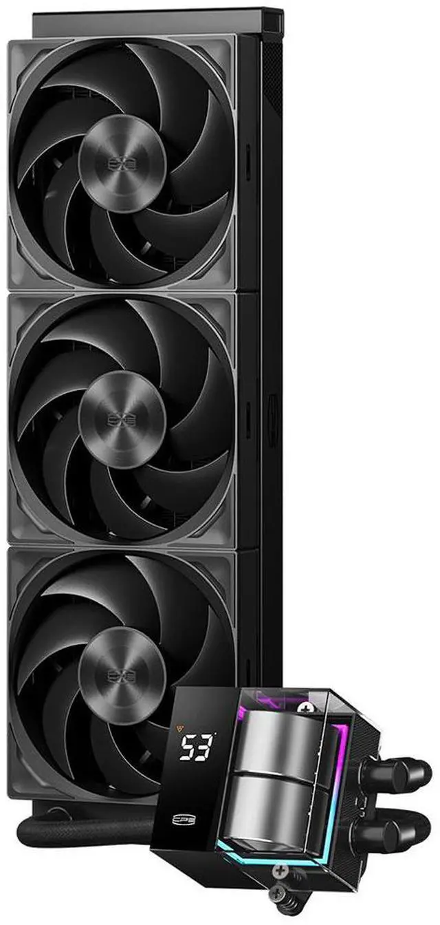 Alt view image 2 of 7 - PCCOOLER CPS DS360Pro Digital AlO CPU Liquid Cooler, 360mm Radiator, 310W TDP, ARGB LEDs & Digital Display, Aluminum Pump Cover, for Intel LGA20XX/1851/1700/1200/115X & AMD AM5/AM4, Black