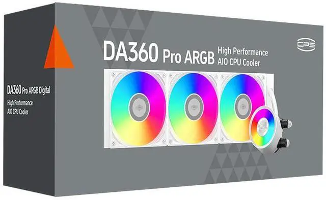 Alt view image 7 of 7 - PCCOOLER CPS DA360 Pro ARGB AIO CPU Liquid Cooler, 360mm Radiator, 300W TDP, 360° Rotatable Waterblock, Infinity Halo ARGB Effect, for Intel LGA20XX/1851/1700/1200/115X & AMD AM5/AM4, White