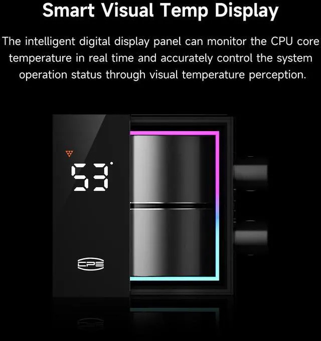 Alt view image 2 of 7 - PCCOOLER CPS DS360Pro Digital AlO CPU Liquid Cooler, 360mm Radiator, 310W TDP, ARGB LEDs & Digital Display, Aluminum Pump Cover, for Intel LGA20XX/1851/1700/1200/115X & AMD AM5/AM4, Black