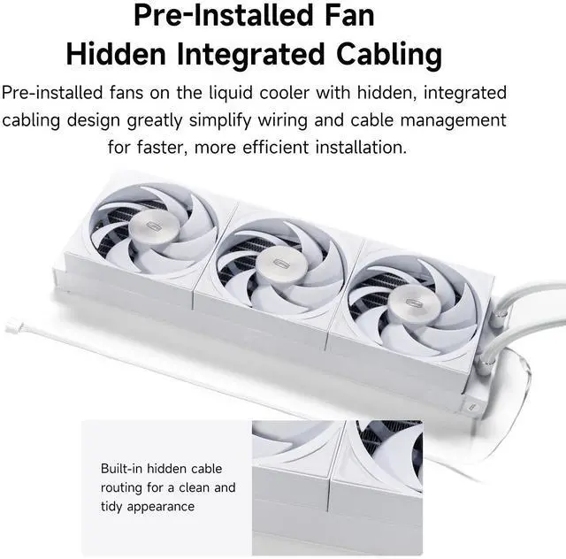 Alt view image 6 of 7 - PCCOOLER CPS DS360Pro Digital AlO CPU Liquid Cooler, 360mm Radiator, 310W TDP, ARGB LEDs & Digital Display, Aluminum Pump Cover, for Intel LGA20XX/1851/1700/1200/115X & AMD AM5/AM4, Black