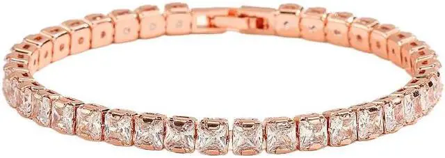 Main image of Moissanite Tennis Bracelet for Women Christmas Gift Platinum Plated 925 Sterling Silver Wedding Jewelry 5mm