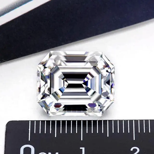 Alt view image 2 of 7 - Moissanite Loose Stones for Making Ring Pendant Earrings Jewelry - Emerald Cut Natural White D Colorless VVS1 Clarity and Excellent Cut with Certificate 0.1Carats