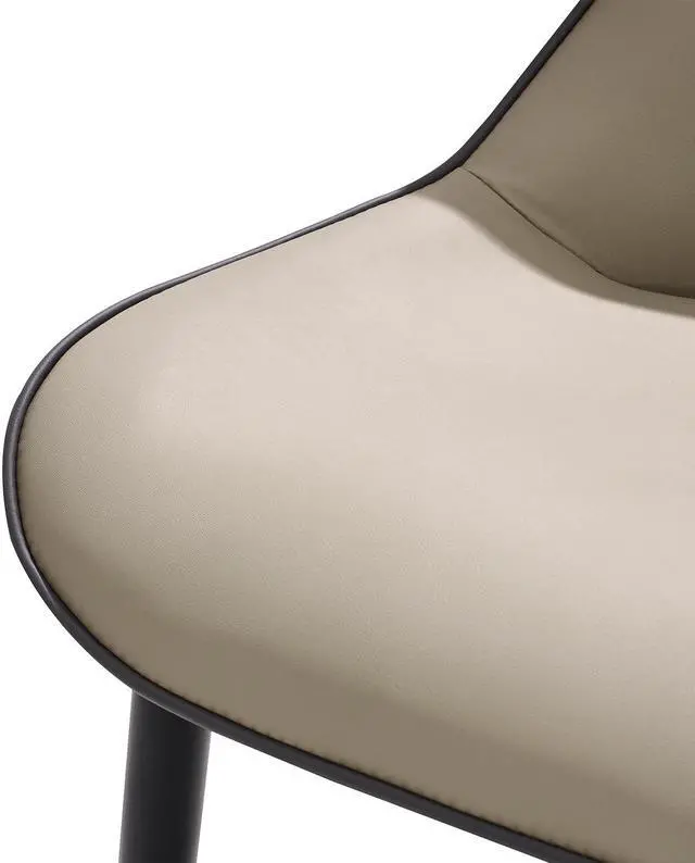 Alt view image 4 of 5 - Beige microfiber leather dining chair with gray backrest, set of 2
