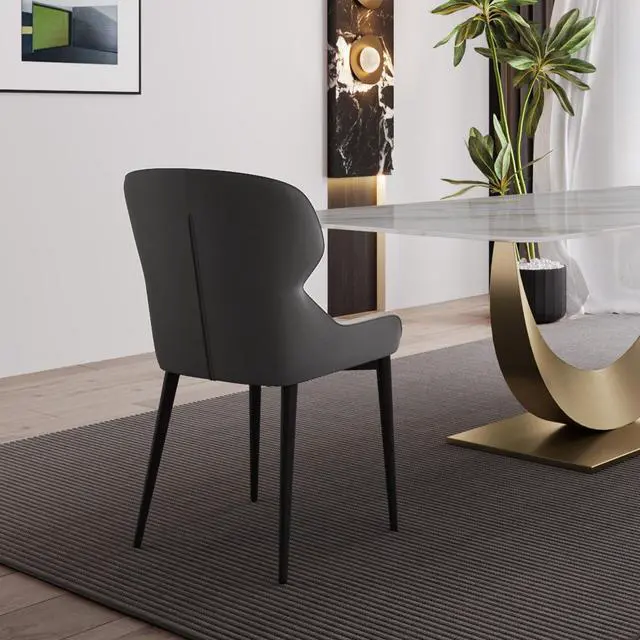 Alt view image 2 of 5 - Beige microfiber leather dining chair with gray backrest, set of 2