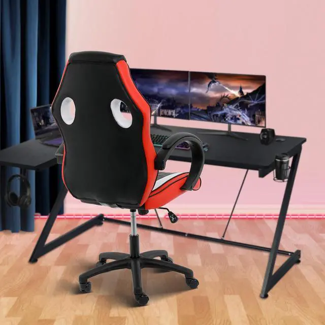Alt view image 7 of 7 - Gaming Office High Back Computer Ergonomic Adjustable Swivel Chair, Black/White/Red