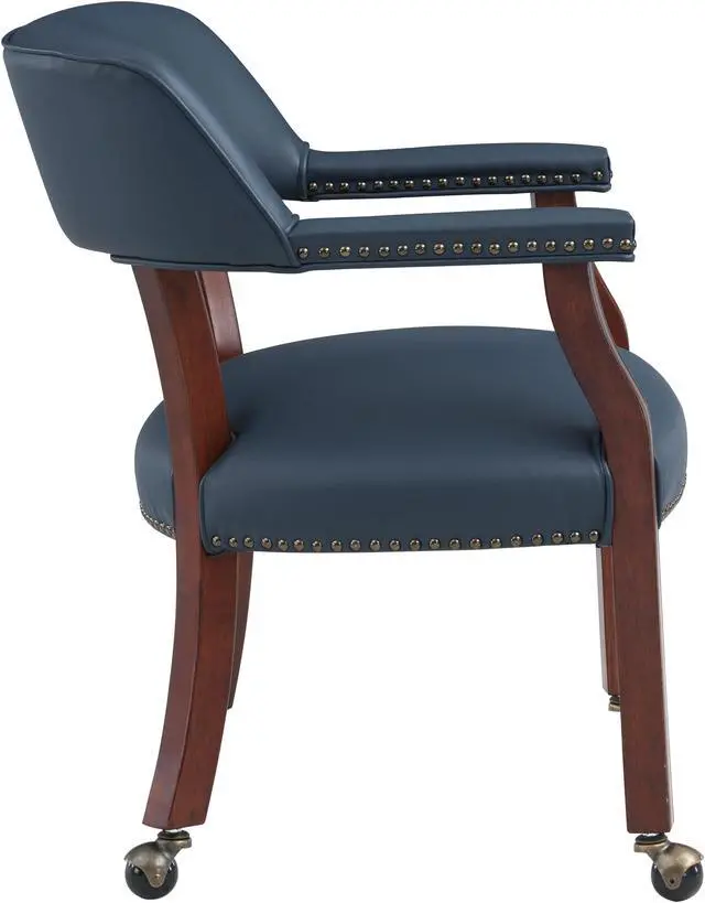 Alt view image 4 of 6 - Navy Blue Caster Game Chair Seating for Dining Dining Furniture