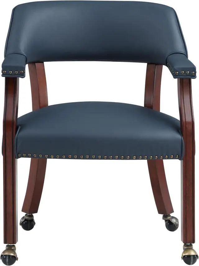 Alt view image 5 of 6 - Navy Blue Caster Game Chair Seating for Dining Dining Furniture