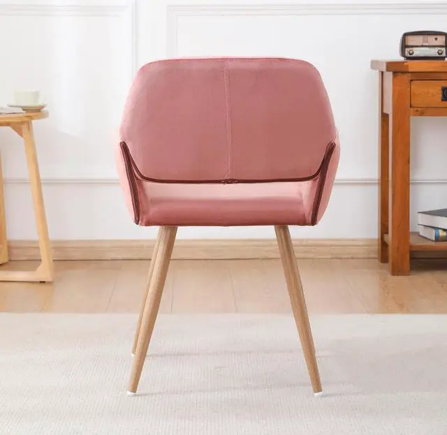 Alt view image 2 of 7 - Upholstered Side Dining Chair with Metal Leg(Pink Beech Wooden Printing Leg),KD backrest