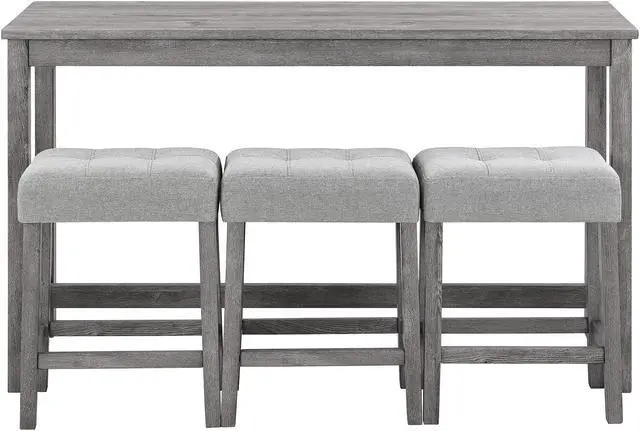 Main image of Bar Table Set with Outlet, Bar Table and Chairs Set, 4 Piece Dining Table Set, Industrial Breakfast Table Set, for Living Room, Dining Room, Game Room