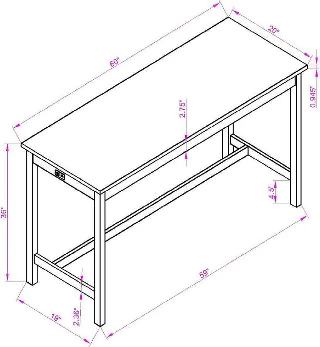Alt view image 6 of 7 - Bar Table Set with Outlet, Bar Table and Chairs Set, 4 Piece Dining Table Set, Industrial Breakfast Table Set, for Living Room, Dining Room, Game Room