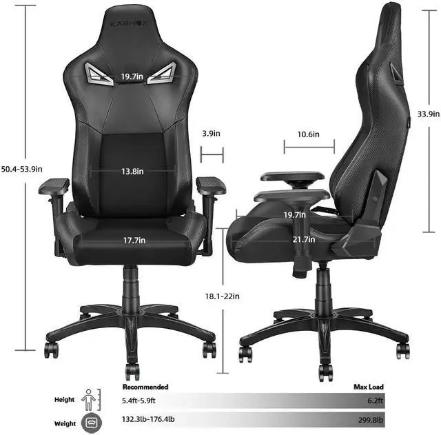Alt view image 2 of 7 - Ergonomic Gaming Chair,Adjustable Office Computer Chair with Lumbar Support ,Tall Back Swivel Chair with Headrest and Armrest,Comfortable Reclining Video Desk Chair with Suede Padded Sea
