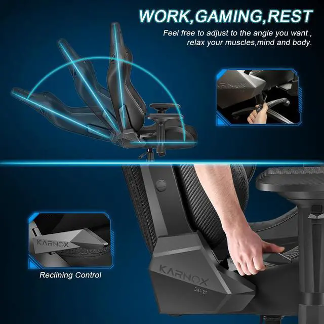 Alt view image 3 of 7 - Ergonomic Gaming Chair,Adjustable Office Computer Chair with Lumbar Support ,Tall Back Swivel Chair with Headrest and Armrest,Comfortable Reclining Video Desk Chair with Suede Padded Sea