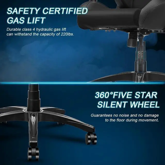 Alt view image 6 of 7 - Ergonomic Gaming Chair,Adjustable Office Computer Chair with Lumbar Support ,Tall Back Swivel Chair with Headrest and Armrest,Comfortable Reclining Video Desk Chair with Suede Padded Sea