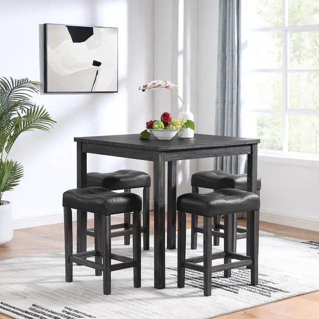 Main image of Dining Table, Bar Table and Chairs Set, 5 Piece Dining Table Set, Industrial Breakfast Table Set, for Living Room, Dining Room, Game Room