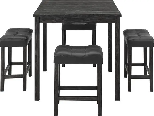 Alt view image 2 of 4 - Dining Table, Bar Table and Chairs Set, 5 Piece Dining Table Set, Industrial Breakfast Table Set, for Living Room, Dining Room, Game Room
