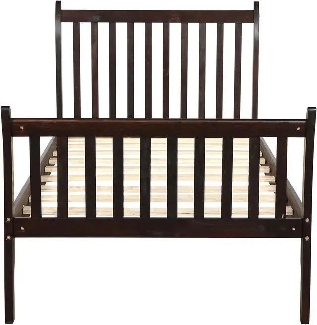 Alt view image 4 of 7 - Platform Bed Frame Mattress Foundation with Wood Slat Support, Twin (White) Espresso