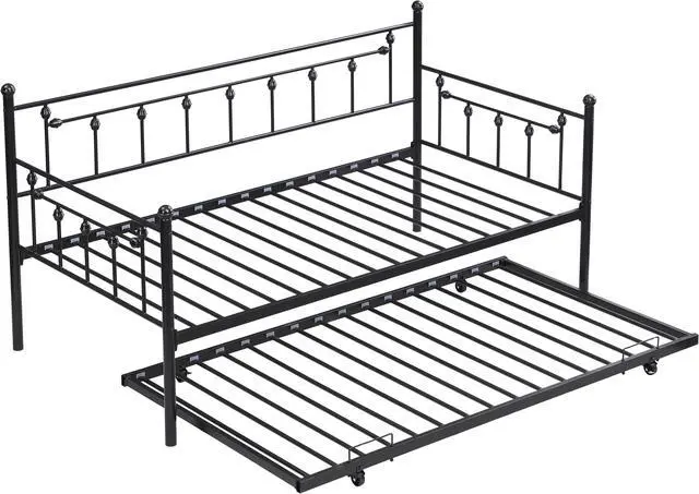 Alt view image 2 of 5 - Daybed with trundle BLACK