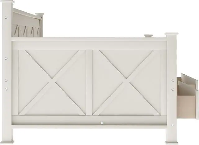 Alt view image 5 of 7 - Twin Size Wooden Modern and Rustic Casual Style Daybed, Cream White