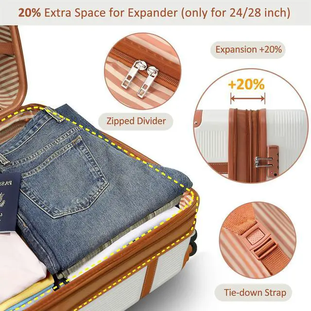 Alt view image 6 of 7 - Hardshell Luggage Sets 3 Piece double spinner 8 wheels Suitcase with TSA Lock Lightweight 20''24''28''