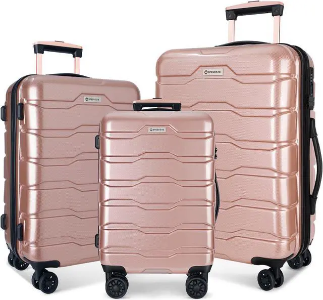 Main image of Luggage Sets ABS+PC Hardshell 3pcs Clearance Luggage Hardside Lightweight Durable Suitcase sets Spinner Wheels Suitcase with TSA Lock (20/24/28), RoseGold