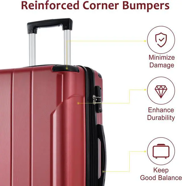 Alt view image 6 of 7 - Hardshell Luggage Sets 3 Pcs Spinner Suitcase with TSA Lock Lightweight 20''24''28''