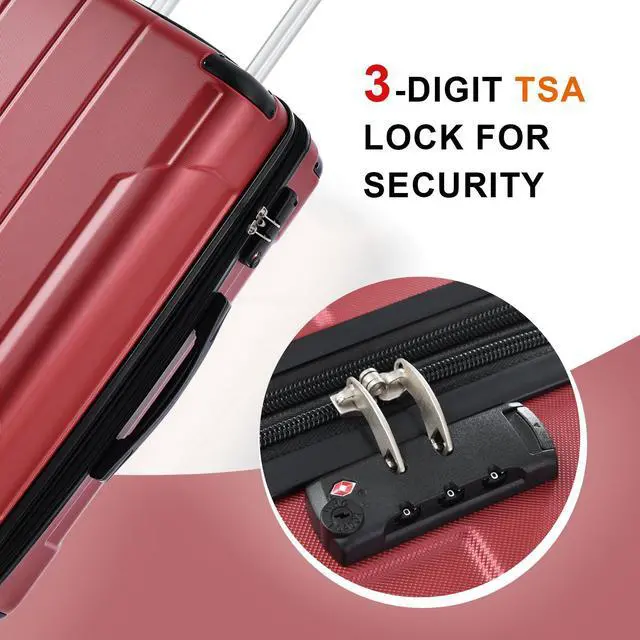 Alt view image 4 of 7 - Hardshell Luggage Sets 3 Pcs Spinner Suitcase with TSA Lock Lightweight 20''24''28''