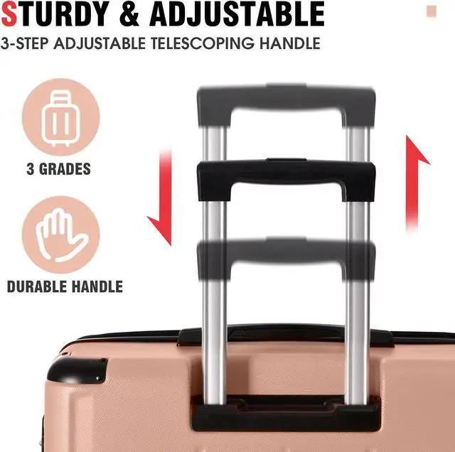 Alt view image 5 of 7 - Hardshell Luggage Sets 3 Pcs Spinner Suitcase with TSA Lock Lightweight 20''24''28'' Pink