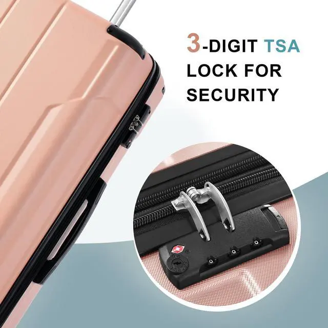 Alt view image 4 of 7 - Hardshell Luggage Sets 3 Pcs Spinner Suitcase with TSA Lock Lightweight 20''24''28'' Pink