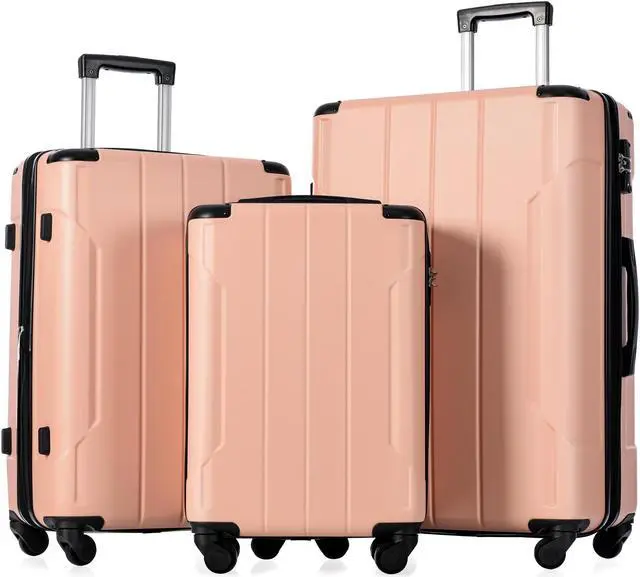 Main image of Hardshell Luggage Sets 3 Pcs Spinner Suitcase with TSA Lock Lightweight 20''24''28'' Pink
