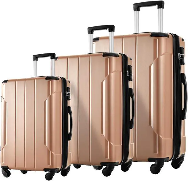 Main image of Hardshell Luggage Sets 3 Pcs Spinner Suitcase with TSA Lock Lightweight 20''24''28'' Champagne