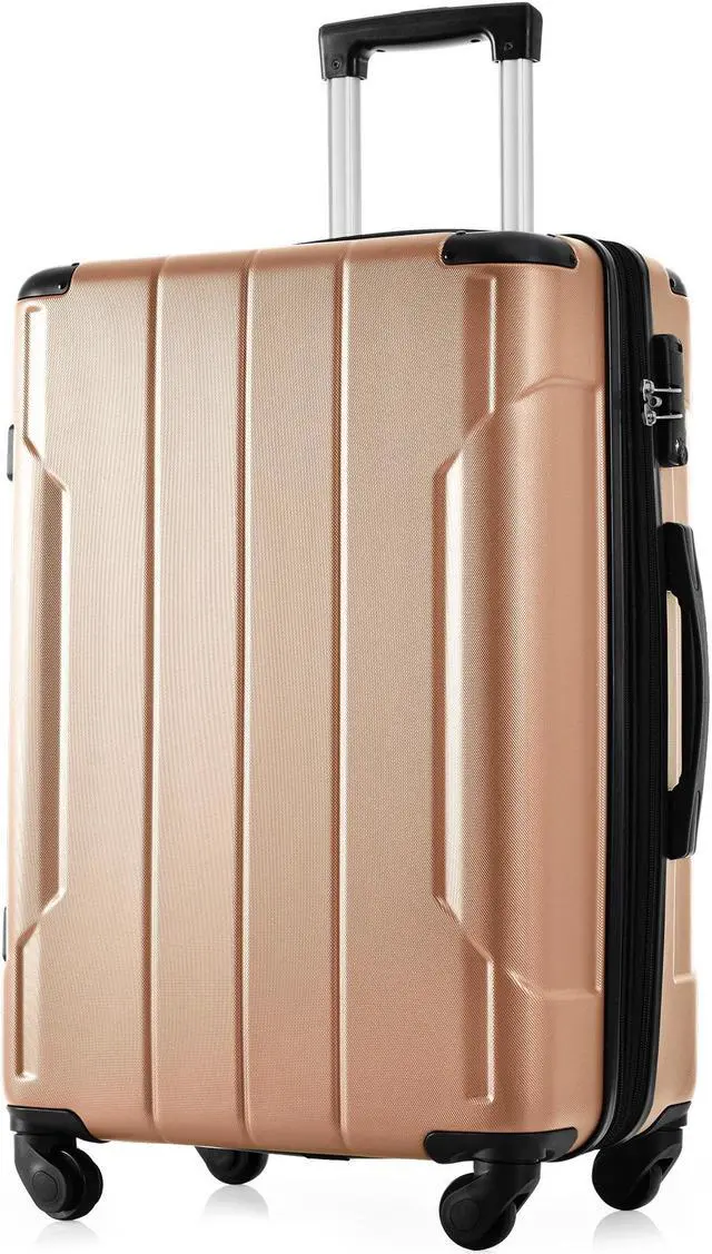 Alt view image 2 of 7 - Hardshell Luggage Sets 3 Pcs Spinner Suitcase with TSA Lock Lightweight 20''24''28'' Champagne