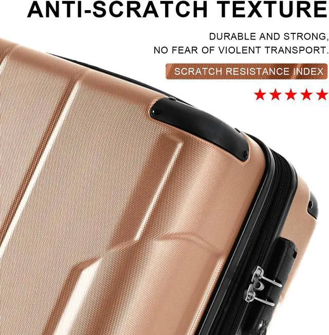 Alt view image 6 of 7 - Hardshell Luggage Sets 3 Pcs Spinner Suitcase with TSA Lock Lightweight 20''24''28'' Champagne