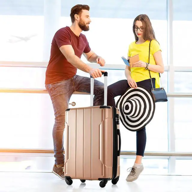 Alt view image 7 of 7 - Hardshell Luggage Sets 3 Pcs Spinner Suitcase with TSA Lock Lightweight 20''24''28'' Champagne