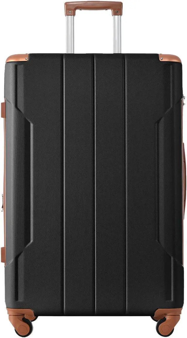 Alt view image 3 of 7 - Hardshell Luggage Sets 3 Pcs Spinner Suitcase with TSA Lock Lightweight 20''24''28'' Black/Brown