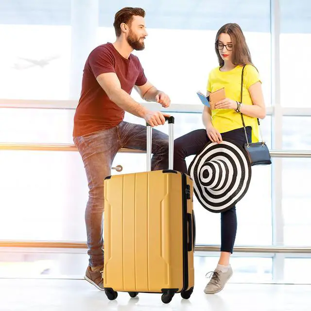 Alt view image 7 of 7 - Hardshell Luggage Sets 3 Pcs Spinner Suitcase with TSA Lock Lightweight 20''24''28'' Yellow