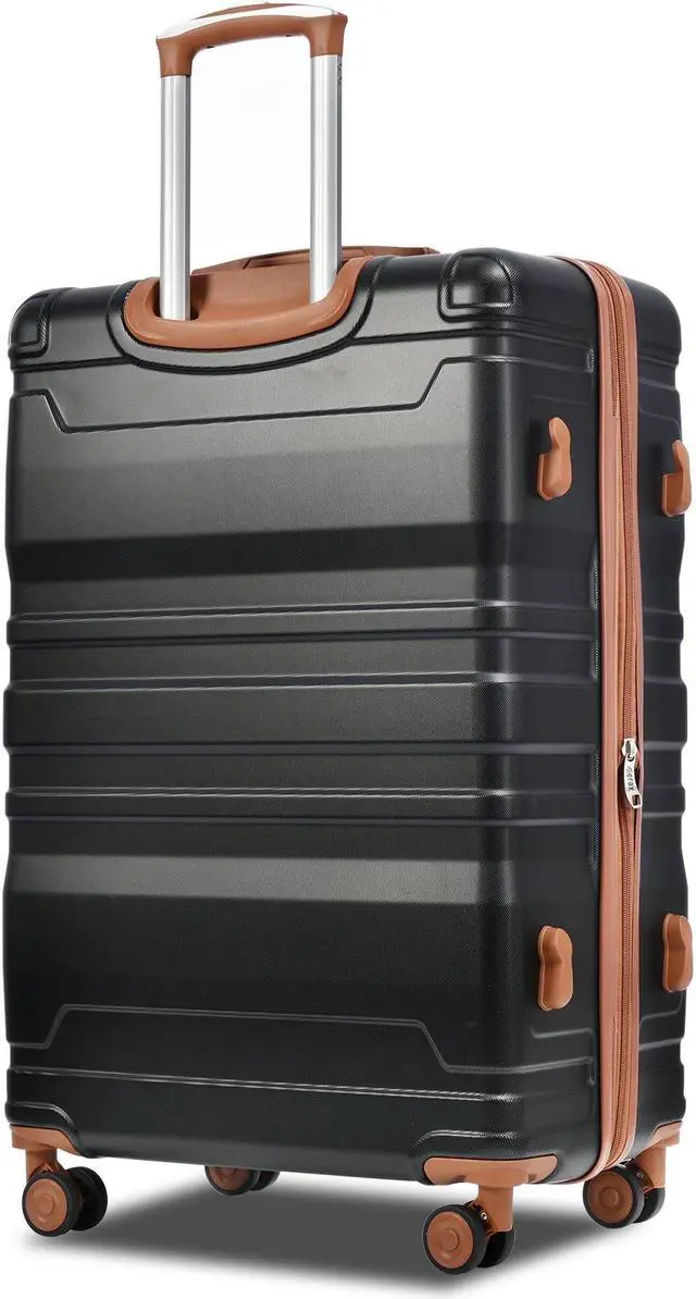 Alt view image 2 of 7 - Luggage Sets 5 Piece, Expandable ABS Durable Suitcase with Travel Bag and Hanging Toiletry Bag, Carry On Luggage Suitcase Set with 360° Spinner Wheels, Black and Brown
